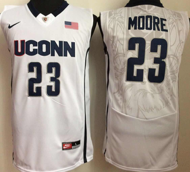 NCAA Men Uconn Huskies #23 moore White->more ncaa teams->NCAA Jersey